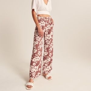 NEW NWT Abercrombie & Fitch Linen-Blend Pull-On Wide Leg Pants